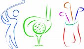 stock photo of golf  - sketch of golf set items abstract illustration - JPG 