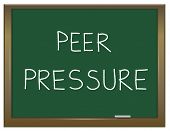 image of pressure  - Illustration depicting a green chalk board with the white words PEER PRESSURE written on it - JPG 