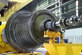 picture of industrial  - Industrial steam turbine at the workshop - JPG 