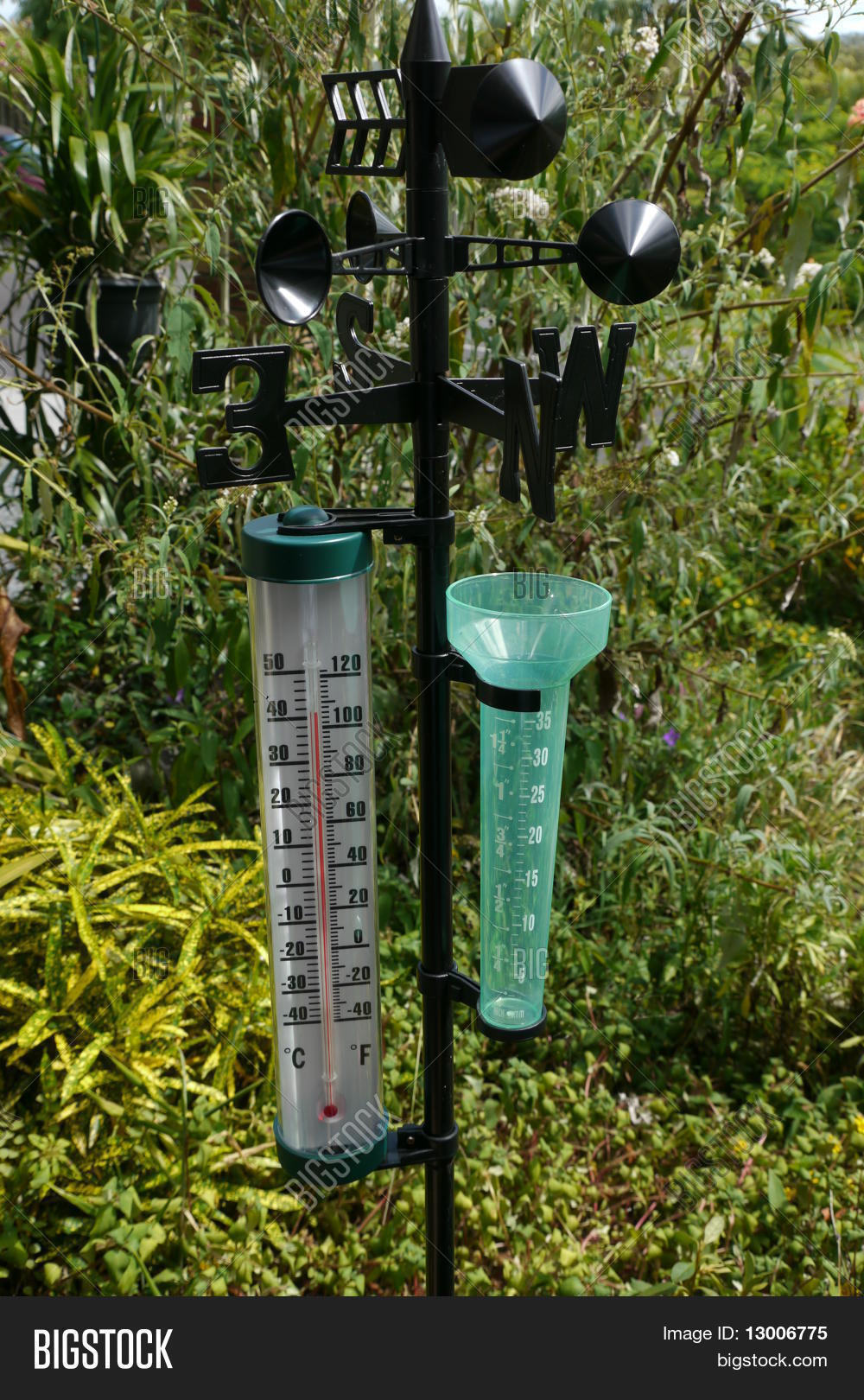 Garden Thermometer, Rain Gauge Image & Photo Bigstock