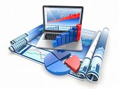 stock photo of laptop  - Business analyze - JPG 