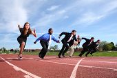 stock photo of competition  - Businesspeople race on track - JPG 