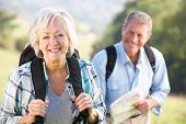picture of fitness  - Senior couple on country walk - JPG 