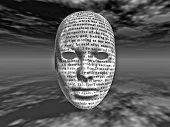 picture of surreal  - Surreal face with text text is from HG wells Time Machine it is in the public domain and there is no need for any release it was published in 1895 - JPG 