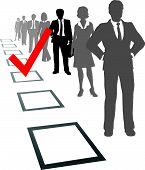 picture of business people  - Check mark to find and choose the best company employee in selection box - JPG 