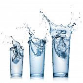 image of water  - water splash in glasses isolated on white - JPG 