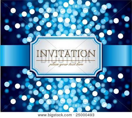 Picture or Photo of Amazing  invitation on blue glittering background