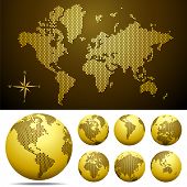 foto of globe  - Vector dotted Map and Globe of the World  - JPG 
