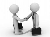 foto of handshake  - 3d men with briefcase handshake on white background - JPG 