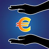 pic of money  - Vector illustration of protecting or safeguarding euro money - JPG 