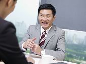 image of business  - asian business people discussing business in office - JPG 