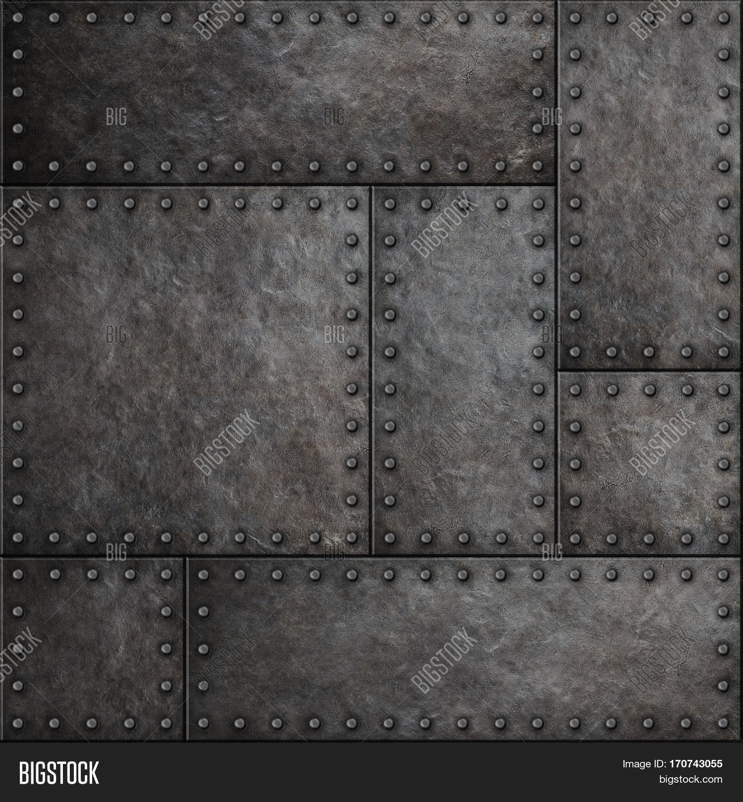 Dark Stained Metal Plates Rivets Image & Photo Bigstock