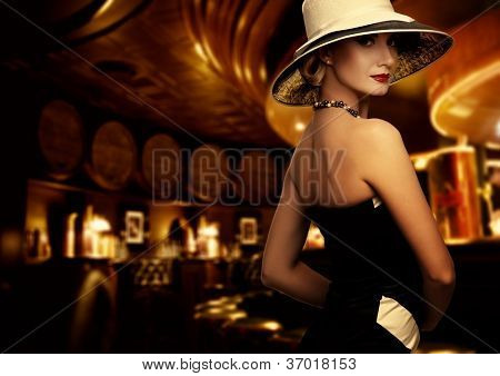 Picture or Photo of Woman in luxury club interior
