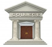 foto of buildings  - Iconic caricature of a college building isolated on a white background - JPG 