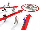 pic of competition  - businessman competition for money run business men people 3d - JPG 