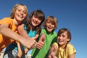 picture of group  - happy group of smiling kids or children with thumbs up - JPG 