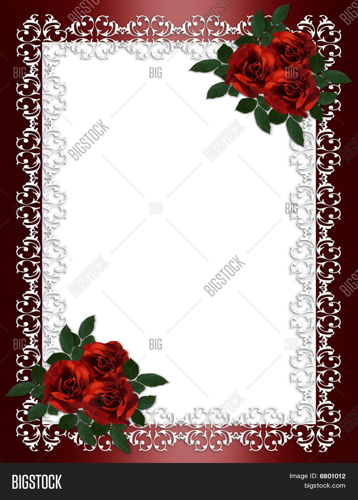 Wedding invitation border red roses Stock Photo & Stock Images Bigstock