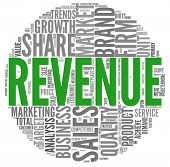 stock photo of revenue  - Revenue and sales concept in word tag cloud on white background - JPG 