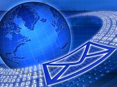 stock photo of globe  - email being sent around the globe with internet technology - JPG 