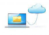 image of business concept  - Vector illustration of cloud computing concept with blue internet cloud icon and modern laptop - JPG 