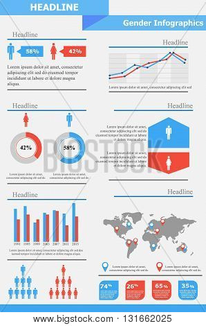 Gender Infographics Template Gender Equality Population Statistic Human Stock Vector Gender Infographic Template