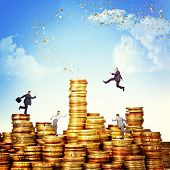 image of finance  - running business people and coin - JPG 