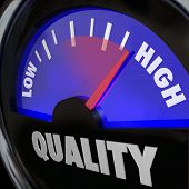 pic of feedback  - A fuel gauge with the word Quality to represent improving or increasing measurement of different attributes - JPG 