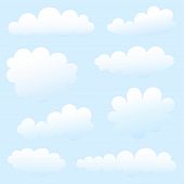 pic of blue sky  - cartoon light clouds against blue sky background - JPG 