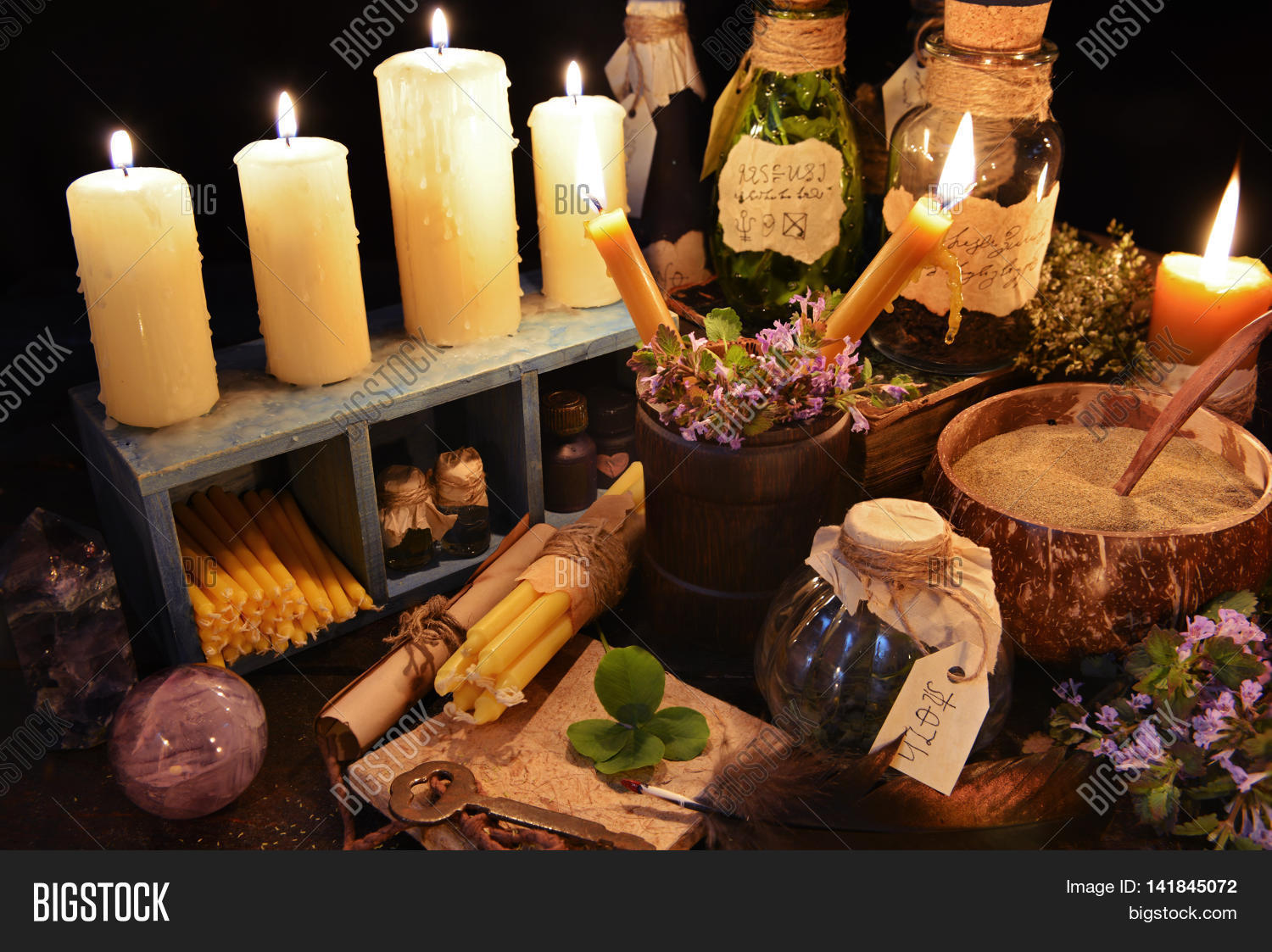 Witch Table Burning Candles, Magic Image & Photo Bigstock
