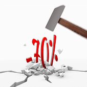 picture of unbreakable  - Red  unbreakable best price 3d graphic with unbreakable discount symbol smashed with a hammer - JPG 