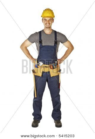 Picture or Photo of Confident young manual worker isolated on white background