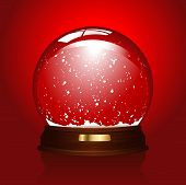 pic of reflexion  - realistic illustration of an empty snowglobe over red  - JPG 