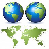 picture of globe  - Two globes representing the Earth and a planisphere - JPG 