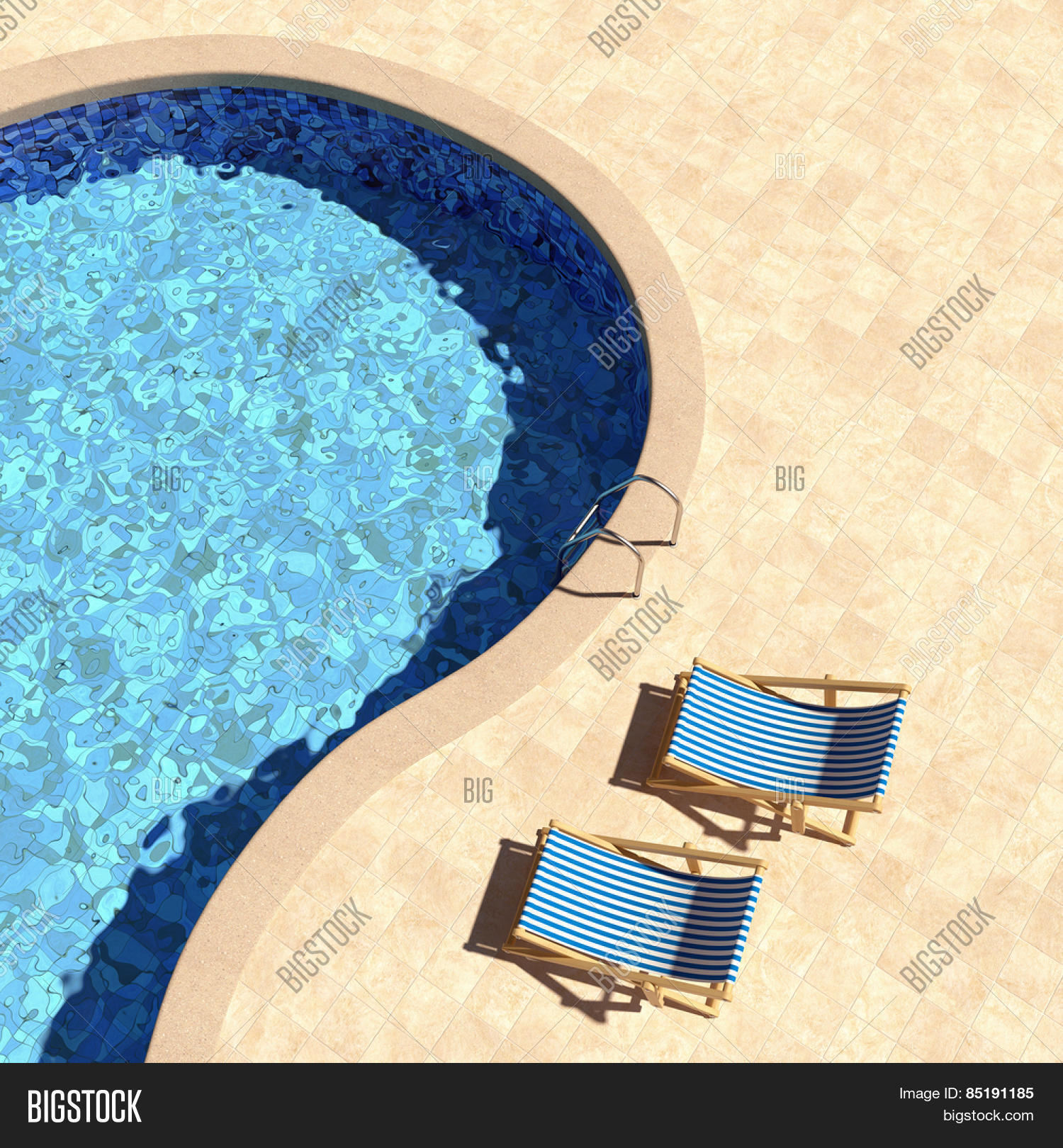 Swimming Pool Deckchairs Top View. Image & Photo Bigstock