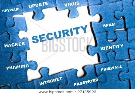 Picture or Photo of Security blue puzzle pieces assembled