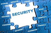 foto of puzzle  - Security blue puzzle pieces assembled - JPG 