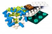 stock photo of medical  - Medical still life with a lot of colorful pills
 - JPG 