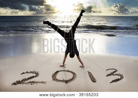 Picture or Photo of Happy new year 2013 on the beach