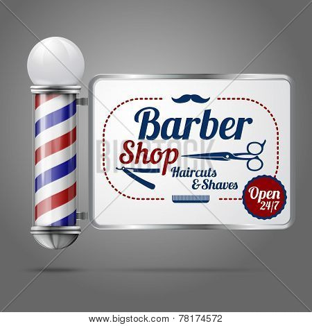 ... fashioned vintage silver and glass barber shop pole with Barber Sign