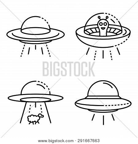 Poster: Ufo Icons Set Outline Set