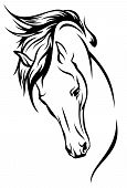 stock photo of horse  - horse head with flying mane vector illustration - JPG 