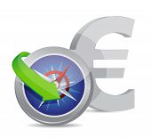 pic of currency  - euro Compass currency exchange direction illustration design - JPG 