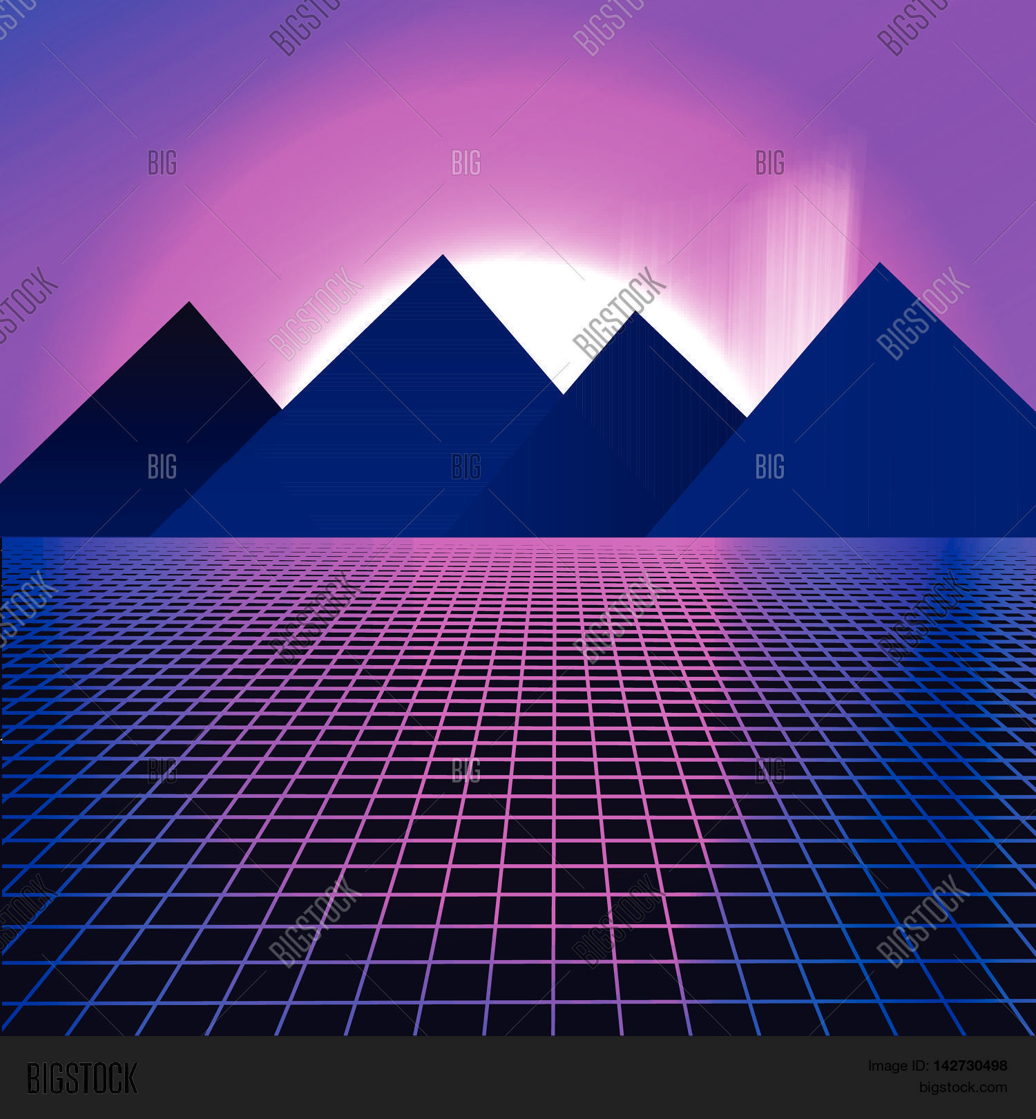 Mountains On Background Pink Neon Vector Photo Bigstock