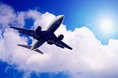 pic of blue sky  - Airplane on blue sky - JPG 