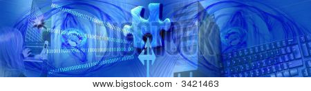 Picture or Photo of The symbols / metaphors in this banner / header are about technology vision business and finding the missing piece (opportunities).