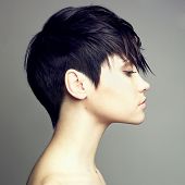 stock photo of grace  - Portrait of beautiful sensual woman with elegant hairstyle - JPG 