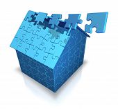 pic of embed  - House made from blue puzzle  - JPG 
