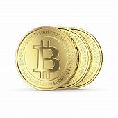 stock photo of currency  - Golden Bitcoin coin  - JPG 
