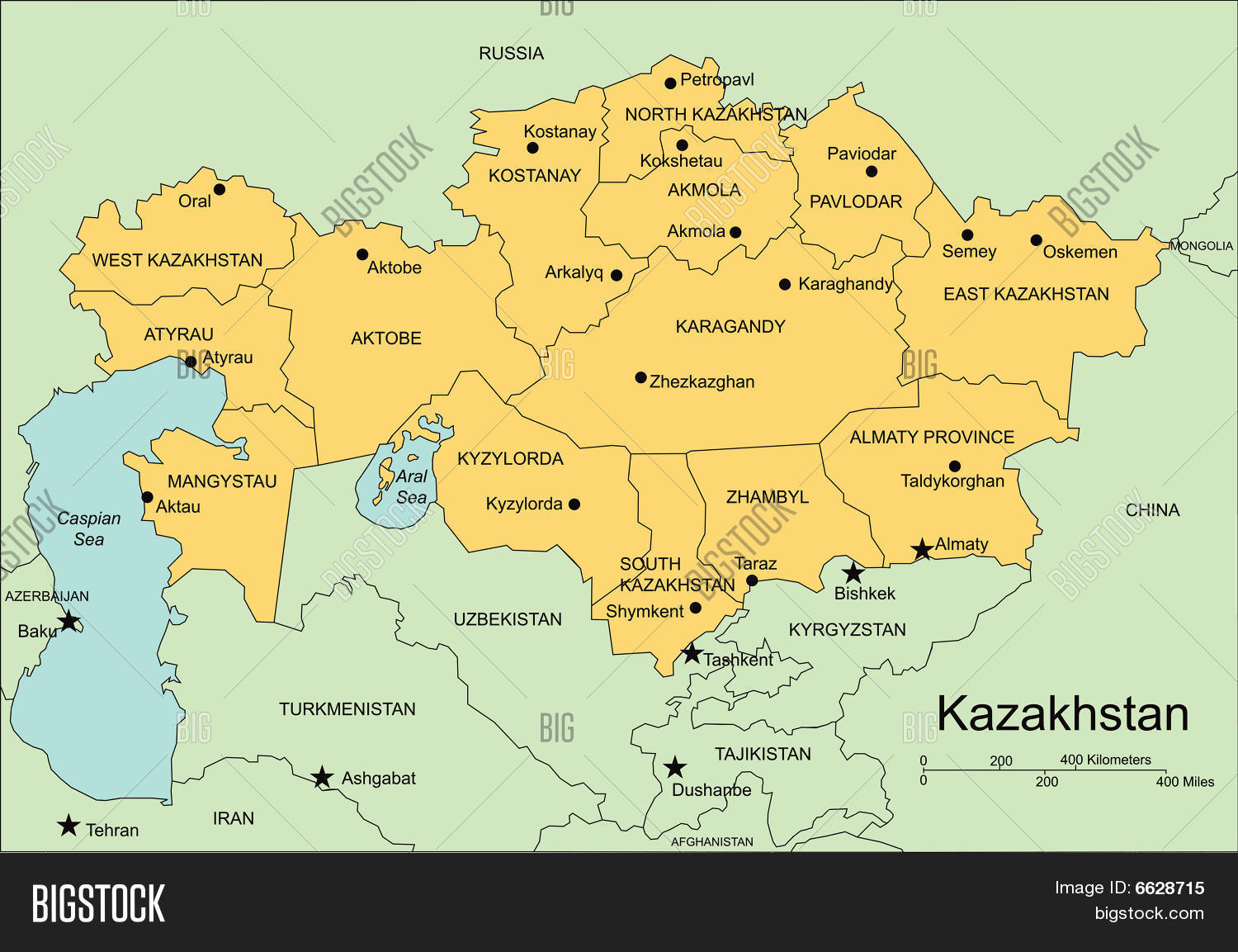 Kazakhstan Map And Surrounding Countries