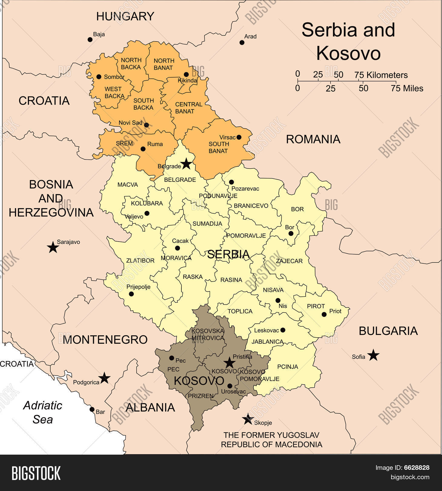map of and surrounding countries serbia and kosovo administrative districts capitals and map of and surrounding countries serbia and kosovo administrative districts capitals and
